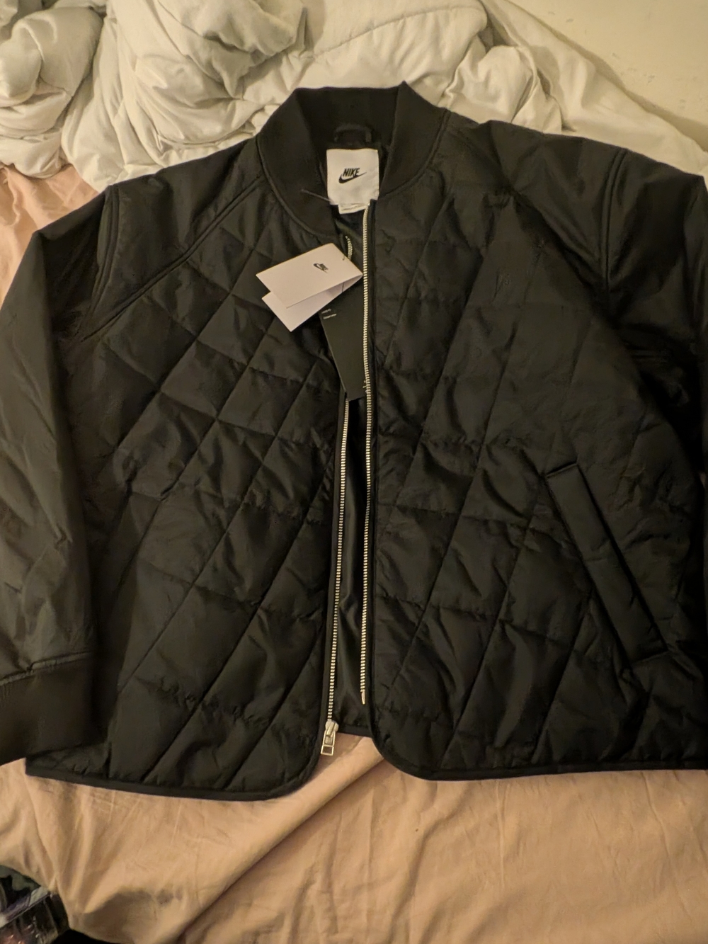Nike Women's Quilted Bomber Jacket - Black Brand New Xl